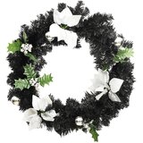  Božićni vijenac s LED svjetlima crni 60 cm PVC | shoptok.hr