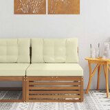  Vanjska srednja sofa Čvrsto drvo akacije Prirodna - Prirodna boja i krem srednja sofa | shoptok.hr
