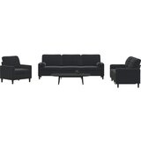 vidaXL 3-dijelni set sofa s jastucima crni baršunasti | shoptok.hr