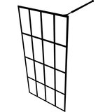 Pregrada za tu&amp;scaron; s policom crna 90x195 cm staklo ESG i aluminij Slike