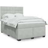 vidaXL Box spring postelja z vzmetnico svetlo siva 160x200 cm žamet | Shoptok.si