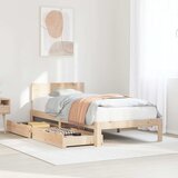 Maison Chic Posteljni okvir - Enojna postelja - Postelja za odrasle s predali 90x200 cm trdna borovina, (21693678) | Shoptok.si