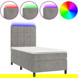  Box spring postelja z vzmetnico LED svetlo siva 90x200 cm žamet, (20789440) | Shoptok.si