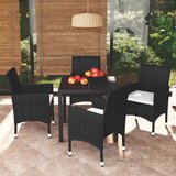  5-dijelni vrtni blagovaonski set s jastucima od poliratana crni Crna Dužina stola 80 cm | shoptok.hr