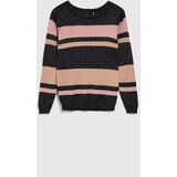 Marisse Black Striped Sweater With Metallic Thread And Round Neckline | Shoptok.si