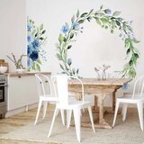  Foto tapeta - Romantic wreath - plant motif with blue flowers and leaves 150x105 | shoptok.hr