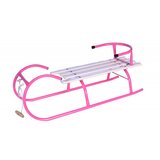  Metalne V model sanke sa drvenim sedištem i naslonom - Roze Cene