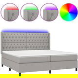 Maison Chic Box spring postelja - Vzmetna postelja z vzmetnico LED sv. siva 200x200 cm blago SL2529, (21901927) | Shoptok.si