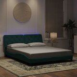 vidaXL Okvir kreveta s LED svjetlima tamnozeleni 160x200 cm baršunasti | shoptok.hr