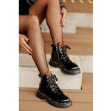 EVENTO Leather patent leather ankle boots Workers with zip black Anafra | Eponuda.ba