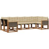 vidaXL Zunanja garnitura za sedenje z blazino 7 pcs Naravna in bež, (5000279735) | Shoptok.si