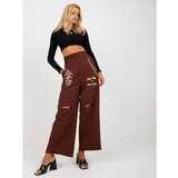 Fashion Hunters Dark brown wide sweatpants with a chain | shoptok.hr