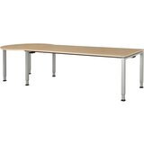 mauser Pravokotna miza, ŠxG 2000 x 900 mm, podnožje v obliki črke C na levi strani, plošča imitacija javorja, ogrodje aluminijasto srebrne barve | Shoptok.si