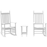  The Living Store Gugalni stol z zložljivo mizo 2 kosa bela trdna topolovina - Gugalni Stol, (21498532) | Shoptok.si