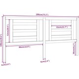  Uzglavlje za krevet sivo 186 x 4 x 100 cm od masivne borovine | Eponuda.com