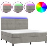  The Living Store Box spring postelja z vzmetnico LED svetlo siva 180x200cm žamet - Box Spring Postelja, (21450190) | Shoptok.si