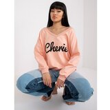 Fashion Hunters Light pink oversized sweatshirt with a print Cene