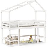 Maison Chic Postelja za odrasle - Posteljni Okvir z lestvijo in streho bel 80x200 cm borovina, (22082378) u