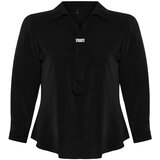 Trendyol Curve Black Woven Plus Size Stone Shirt Collar Blouse | shoptok.hr