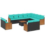 vidaXL Vrtni set s jastucima 13 dijelova crni poliratan - Crna Sa stolom 1 | shoptok.hr