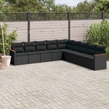  9-dijelni set vrtnih sofa s jastucima crni od poliratana | shoptok.hr