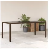 vidaXL Vrtni stol sa staklenom pločom smeđi 190x90x75 cm od poliratana