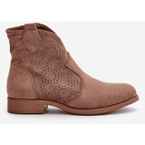S. BARSKI Women's Openwork Ankle Boots On Flat Heel Brown S.Barski | shoptok.hr