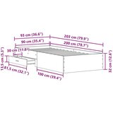  Krevetna Konstrukcija Stari Drv 90x200 cm Konstruirano Drvo | shoptok.hr