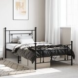 Maison Chic Kovinski Posteljni okvir - Dvoposteljna postelja - Zakonska postelja z vzglavjem in vznožjem črn 107x203 cm, (21696165) | Shoptok.si