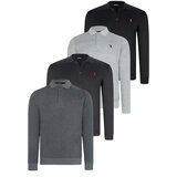 Dewberry QUADRUPLE SET V4007 MEN'S SWEATSHIRT-BLACK-NAVY-ANTHRACITE-GREY Cene