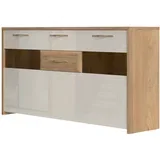 komoda K172-3KS2F/GL - kolekcija gala - pacifik orah/bež lak - 172x85x41 cm