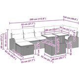  Sjedeća garnitura za vrt s jastukom 8 pcs Smeđa Poli ratan | shoptok.hr