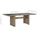  Vrtna jedilna miza rjava 200x100x74 cm steklo in poli ratan, (20665653) | Shoptok.si