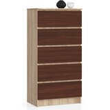AKORD Komoda, 5 Predalov, Hrast Sonoma/Wenge, (5000332378) | Shoptok.si