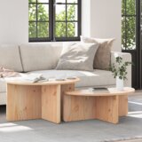 vidaXL Klubska miza 2 pcs Naravni 79 x 39.5 x 40 cm Masivno borovo les | Shoptok.si