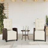 vidaXL Vrtni naslanjač z naslonom za noge 2 kosa rjav poli ratan, (21058637) | Shoptok.si