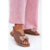 S. BARSKI Womens Sandals With Bow On Flat Heel Beige S.Barski | Shoptok.si