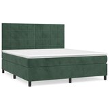 vidaXL Box spring postelja z vzmetnico temno zelena 160x200 | Shoptok.si