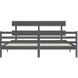  Okvir za krevet s uzglavljem sivi 200 x 200 cm od masivnog drva | shoptok.hr