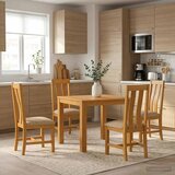  Blagovaonski set 5 kom. Bež Čvrsto Hrastovo Drvo 90 x 90 x 75 cm | shoptok.hr