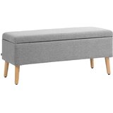 Nesta Sedežna klop s prostorom za shranjevanje, oblazinjena klop, 110x39x45 cm, siva, videz lana, iz kavčukovega lesa, za hodnik, spalnico in dnevno sobo, (5000493390) Slike