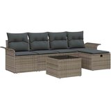  Sjedeća garnitura za vrt 6 kom. Siva poliratan 251 x 117 x 85 cm | shoptok.hr