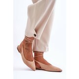 Boto Women's Suede Lace-Up Ballet Flats Nude Lilly Ann | ePonuda.com