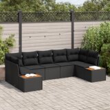 vidaXL 7-dijelni vrtni kauč set s jastucima crni poli ratan akacija | shoptok.hr