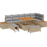 vidaXL 9-dijelni set vrtnog sofa s jastučićima u bež poli ratanu akaciji | shoptok.hr