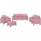  4-dijelni set sofa s jastucima ružičasti baršunasti | shoptok.hr