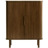 Unique Furniture Rjava omarica v hrastovem dekorju z drsnimi vrati 113x90 cm Cavo – Cene