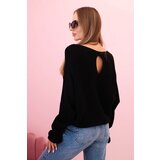 Kesi Włoski Women's mohair sweater with gathered sleeves and a back cutout black | shoptok.hr