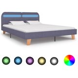 Maison Chic Posteljni okvir - Dvoposteljna postelja - Zakonska postelja z LED osvetlitvijo svetlo sivo blago 160x200 cm, (21696004) | Shoptok.si