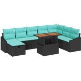 vidaXL Vrtna sedežna garnitura z blazino 9 pcs Črna poli ratan, (5000154022) | Shoptok.si